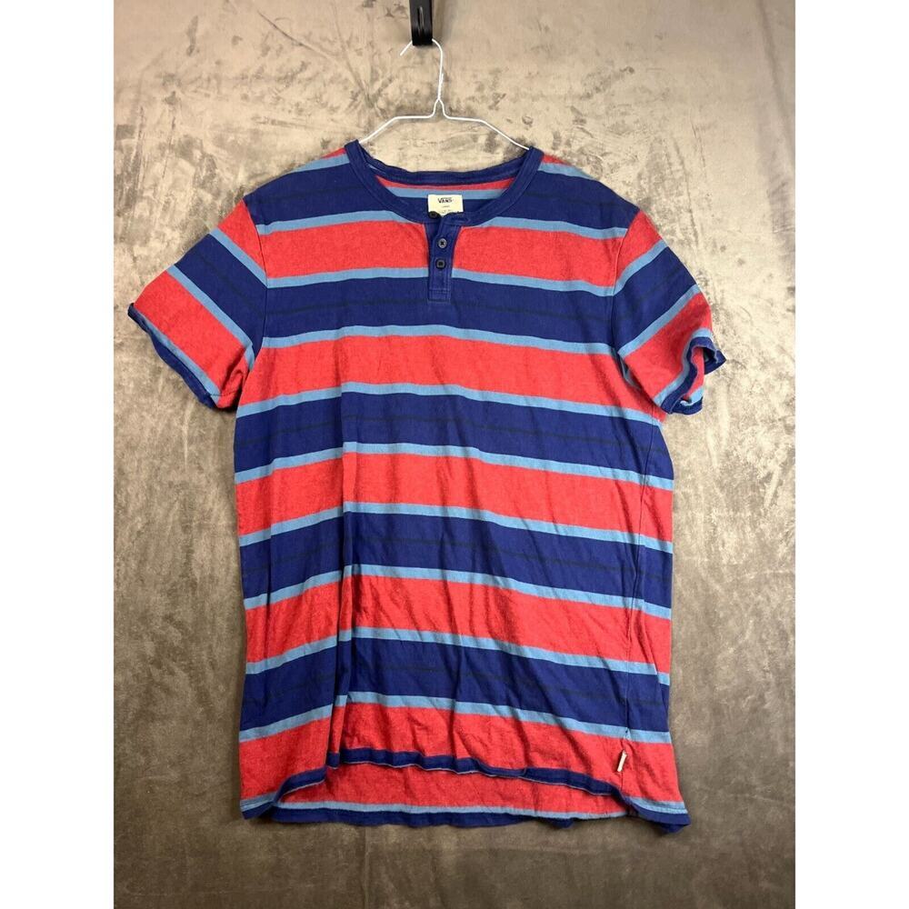 Vintage 90s Vans button stripe red blue shirt Large